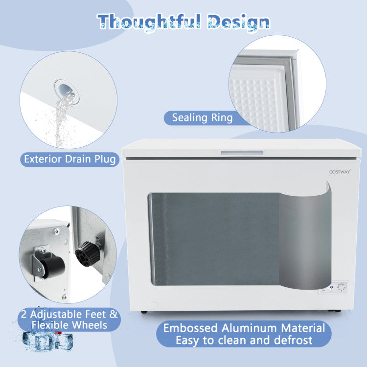 Chairliving 10 cu ft Chest Freezer Adjustable Temperature White