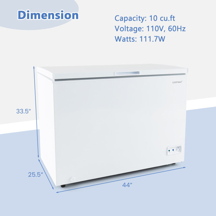 Chairliving 10 cu ft Chest Freezer Adjustable Temperature White